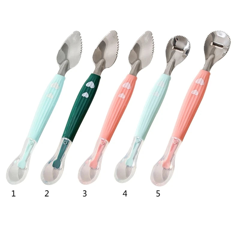 Dual-Head Spoon Toddler Feeding Spoon Scraper